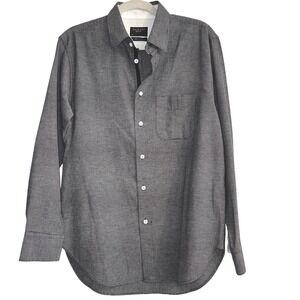 Rag & Bone Dress Shirt Linen Blend Button  Long Sl Casual Men Small Black Stripe